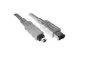 Preview: FireWire Kabel 6 polig auf 4 polig Stecker, 1,00m Anschlusskabel IEEE 1394, grau